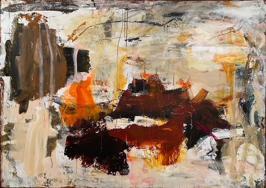 Abstrakt maleri, 100x140 cm, "BREATHE” by Lone Reedtz , Abstrakt ekspressivt akrylmaleri på lærred