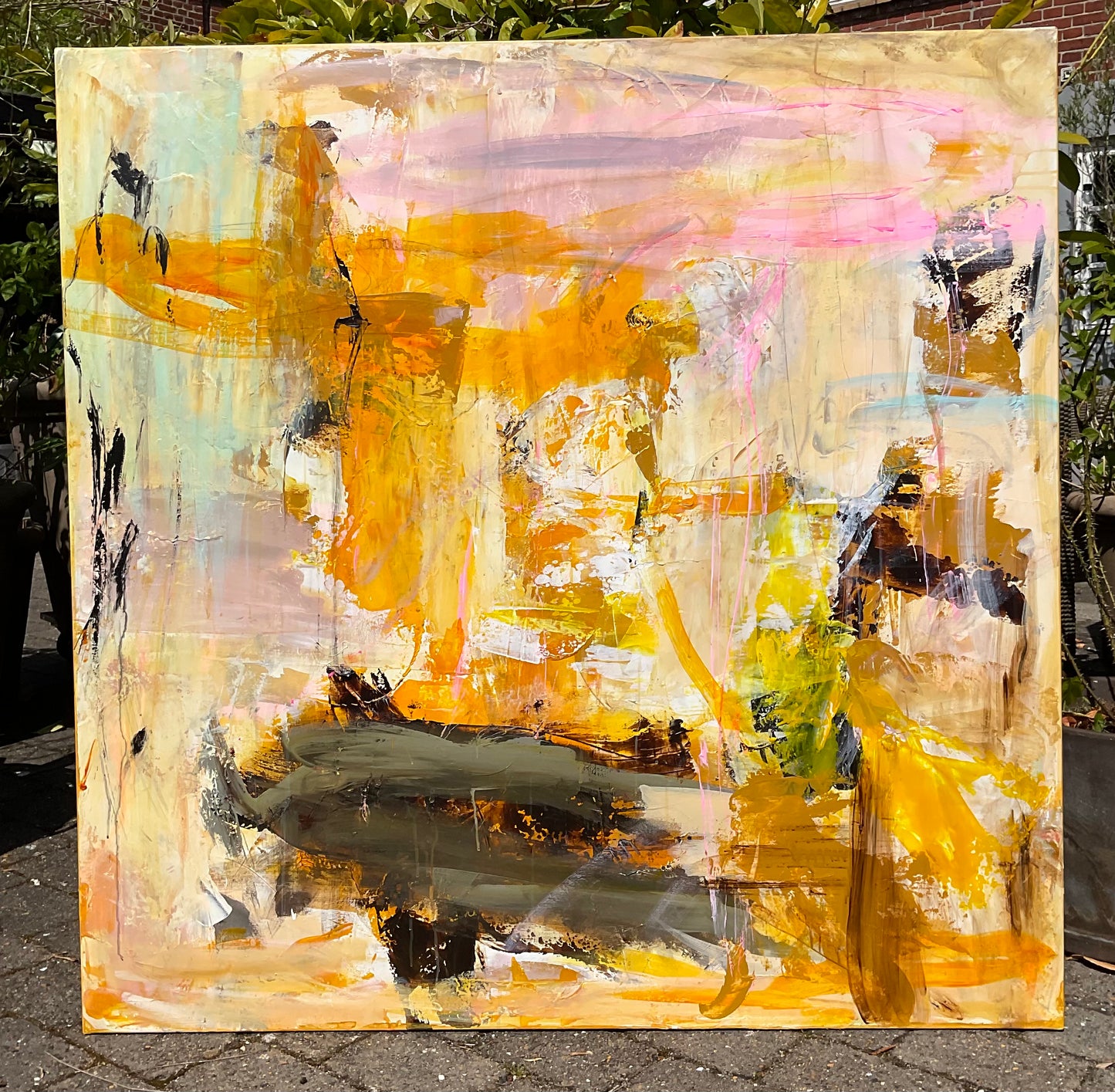 Abstrakt maleri, 120x120 cm, "TIME"