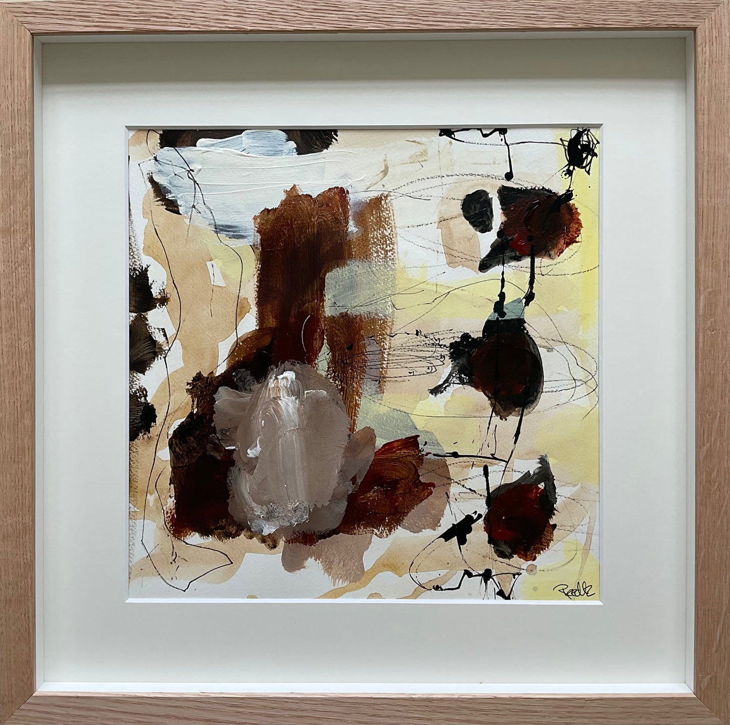 Paperwork, 40x40 cm, i boksramme af massivt egetræ