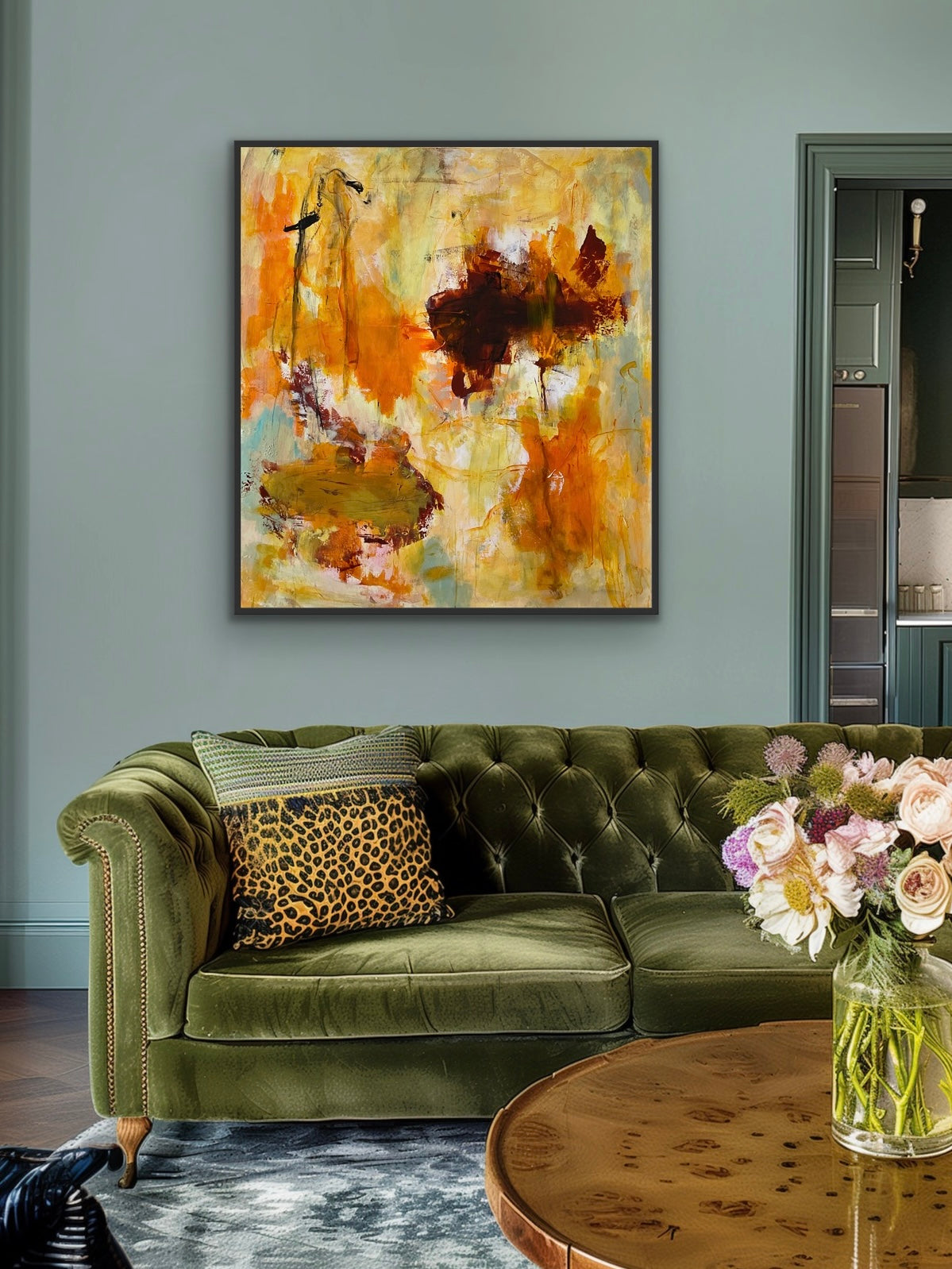 Abstrakt maleri, 100x90 cm, ”SIMPLE JOY”
