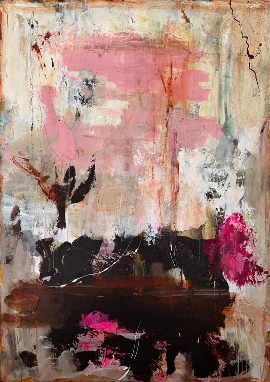 140x100 cm, "hhhhhh by Lone Reedtz , Abstrakt ekspressivt akrylmaleri på lærred Kunstsamlingen-katalog-2025