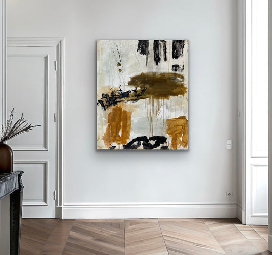 Abstrakt maleri, 120x100 cm, “IN BETWEEN”