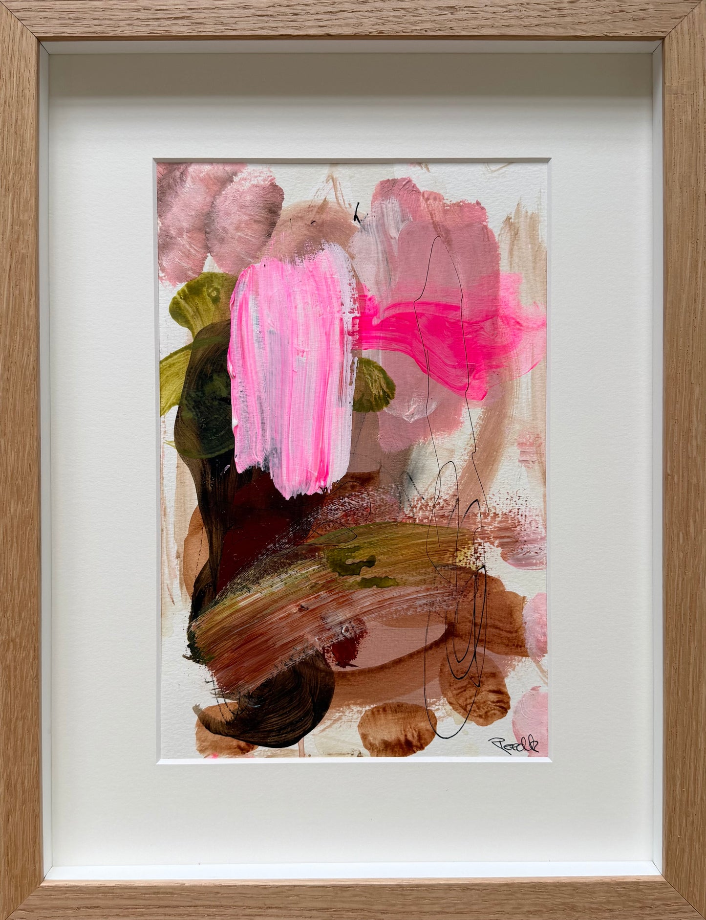 Paperwork, 40x30 cm, i boksramme i massiv egetræ