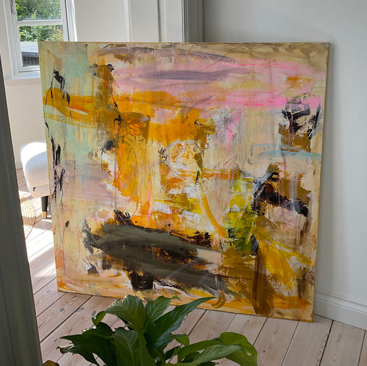 Abstrakt maleri, 120x120 cm, "TIME"