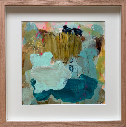 Paperwork 40x40 cm, i boksramme af massivt egetræ