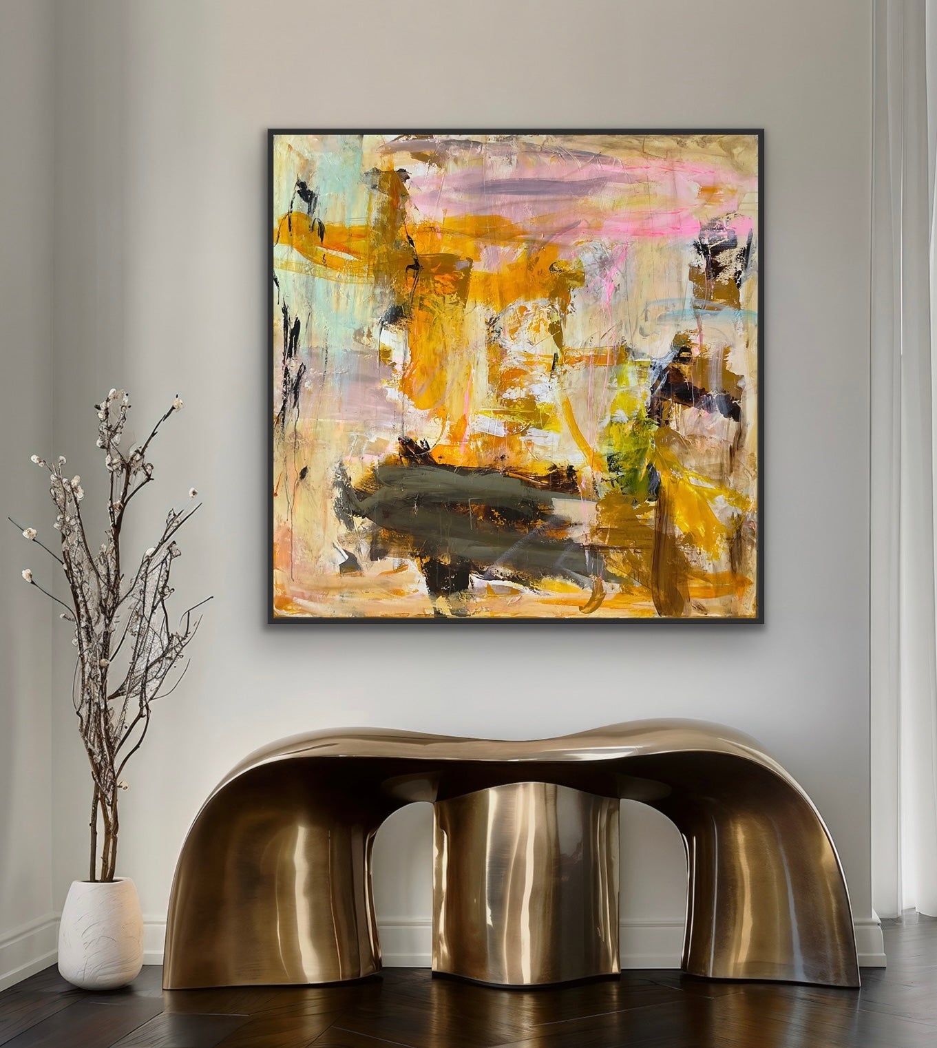 Abstrakt maleri, 120x120 cm, "TIME"