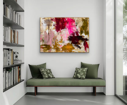Abstrakt maleri, 100x140 cm, "CELEBRATE LIFE” by Lone Reedtz , Abstrakt ekspressivt akrylmaleri på lærred