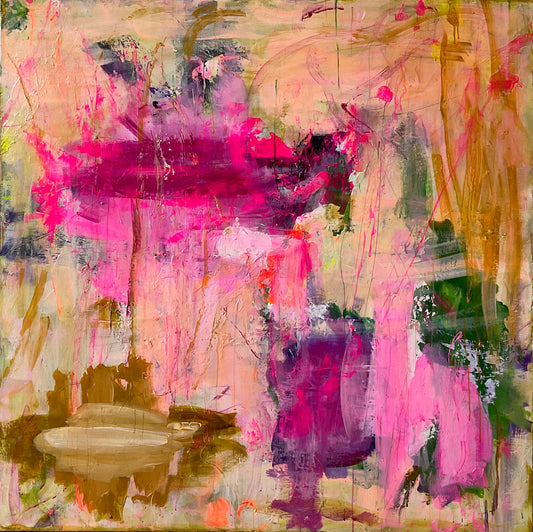 Abstrakt maleri, 120x120 cm, "LITTLE FAIRY”