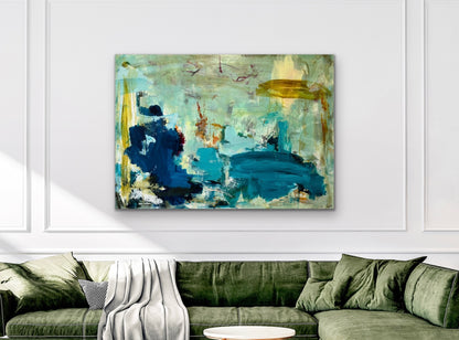 Abstrakt maleri, 100x140 cm, "INTO THE UNKNOWN”