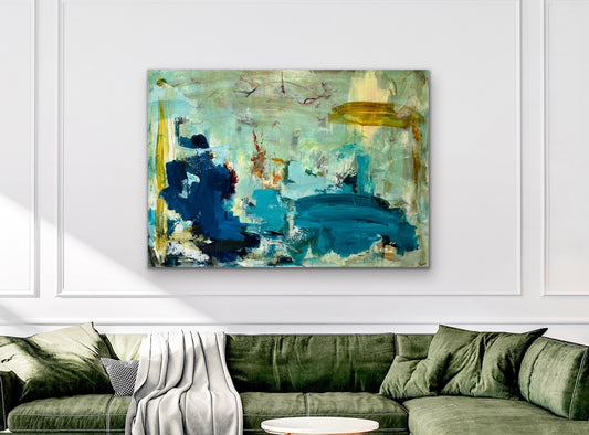 Abstrakt maleri, 100x140 cm, "INTO THE UNKNOWN”