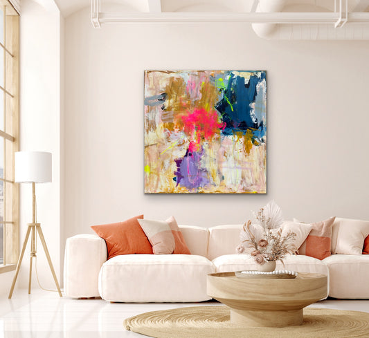 Abstrakt maleri, 120x120 cm, "ALWAYS IN MY HEART”