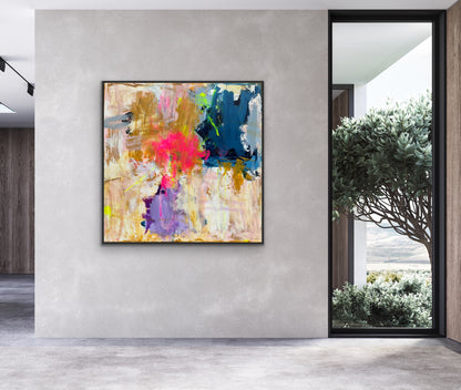 Abstrakt maleri, 120x120 cm, "ALWAYS IN MY HEART”