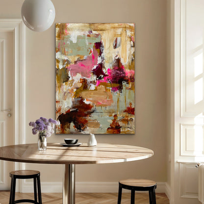 Abstrakt maleri, 140x100 cm, "A PLACE I REMEMBER" by Lone Reedtz , Abstrakt ekspressivt akrylmaleri på lærred Kunstsamlingen-katalog-2025