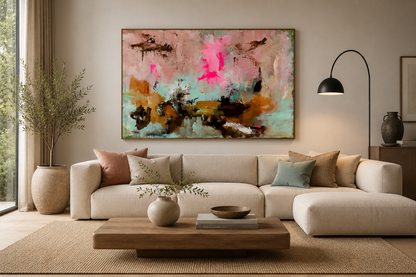 Abstrakt maleri, 100x140 cm, "BE MINE”