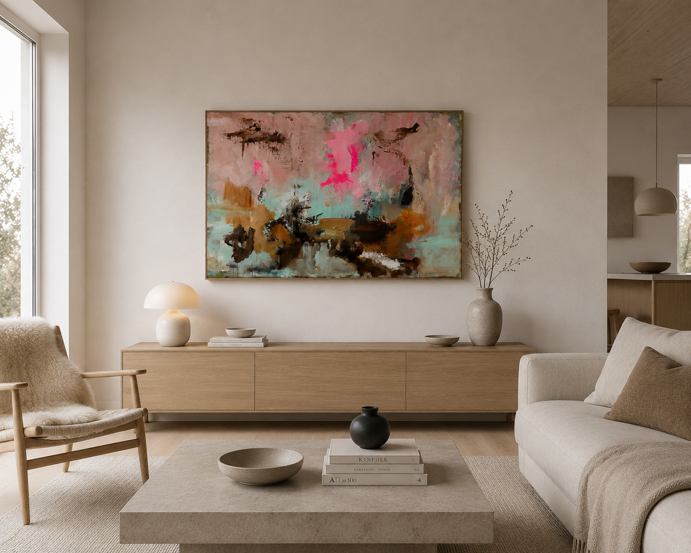 Abstrakt maleri, 100x140 cm, "BE MINE”