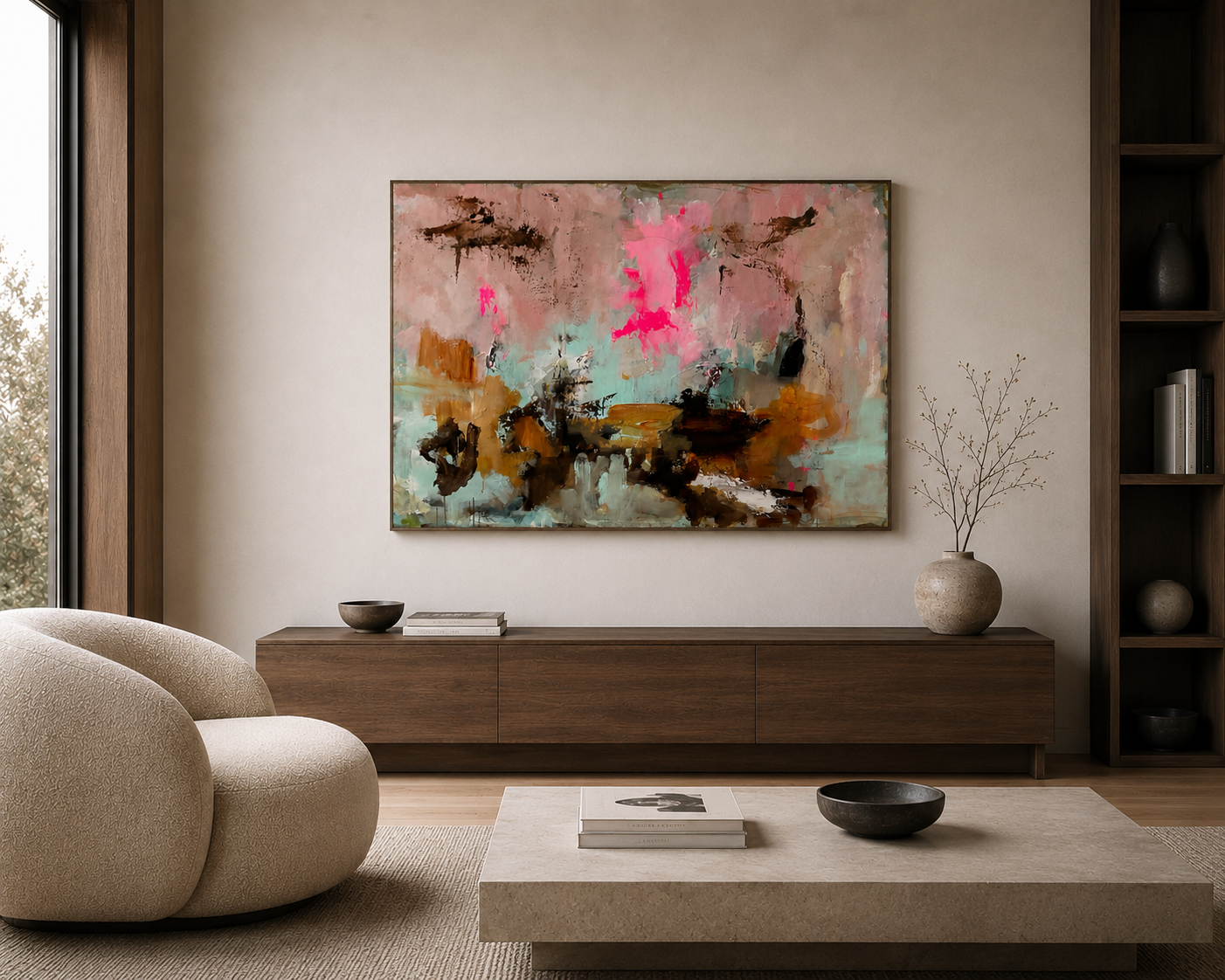 Abstrakt maleri, 100x140 cm, "BE MINE”
