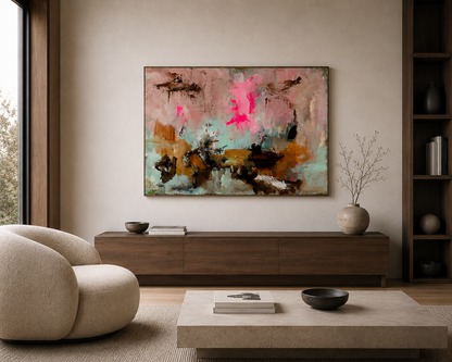 Abstrakt maleri, 100x140 cm, "BE MINE”