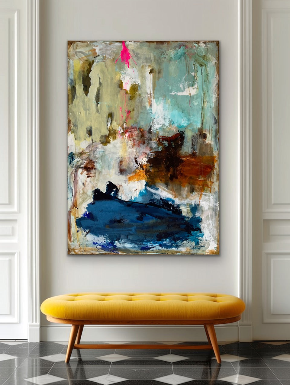 140x100 cm, "SOMETHING NEW” by Lone Reedtz , Abstrakt ekspressivt akrylmaleri på lærred Kunstsamlingen-katalog-2025