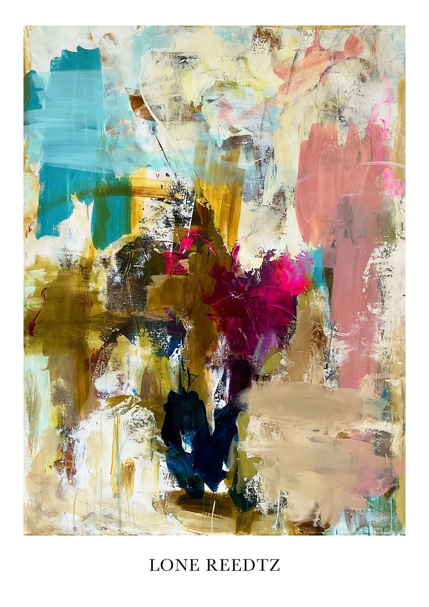 Dive into colors – Abstrakt kunsttryk af Lone Reedtz by Lone Reedtz , Abstrakt ekspressiv kunstplakat Kunsttryk