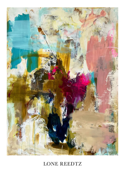 Dive into colors – Abstrakt kunsttryk af Lone Reedtz by Lone Reedtz , Abstrakt ekspressiv kunstplakat Kunsttryk