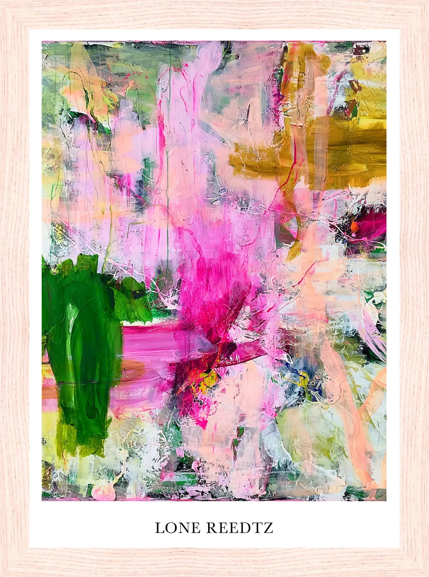 Dream vision – Abstrakt kunsttryk af Lone Reedtz by Lone Reedtz , Abstrakt ekspressiv kunstplakat 21 x 15 cm (A5) Kunsttryk + Ramme