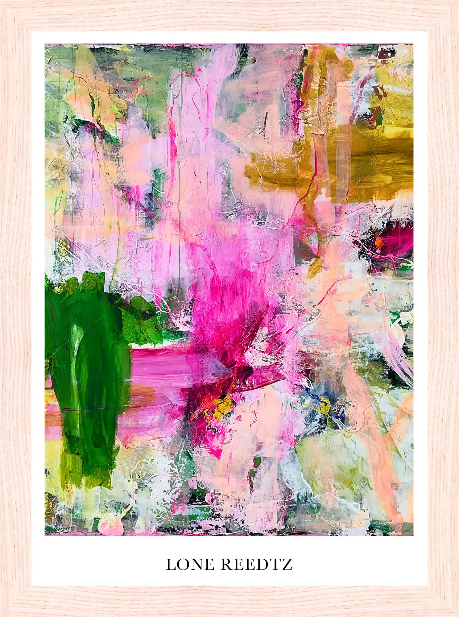 Dream vision – Abstrakt kunsttryk af Lone Reedtz by Lone Reedtz , Abstrakt ekspressiv kunstplakat 21 x 15 cm (A5) Kunsttryk + Ramme