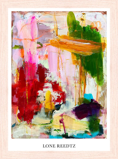 Everywhere – Abstrakt kunsttryk af Lone Reedtz by Lone Reedtz , Abstrakt ekspressiv kunstplakat 21 x 15 cm (A5) Kunsttryk + Ramme