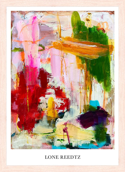 Everywhere – Abstrakt kunsttryk af Lone Reedtz by Lone Reedtz , Abstrakt ekspressiv kunstplakat 30 x 21 cm (A4) Kunsttryk + Ramme