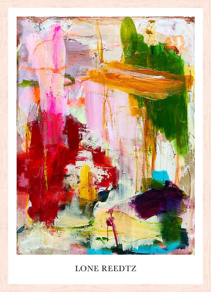 Everywhere – Abstrakt kunsttryk af Lone Reedtz by Lone Reedtz , Abstrakt ekspressiv kunstplakat 42 x 30 cm (A3) Kunsttryk + Ramme