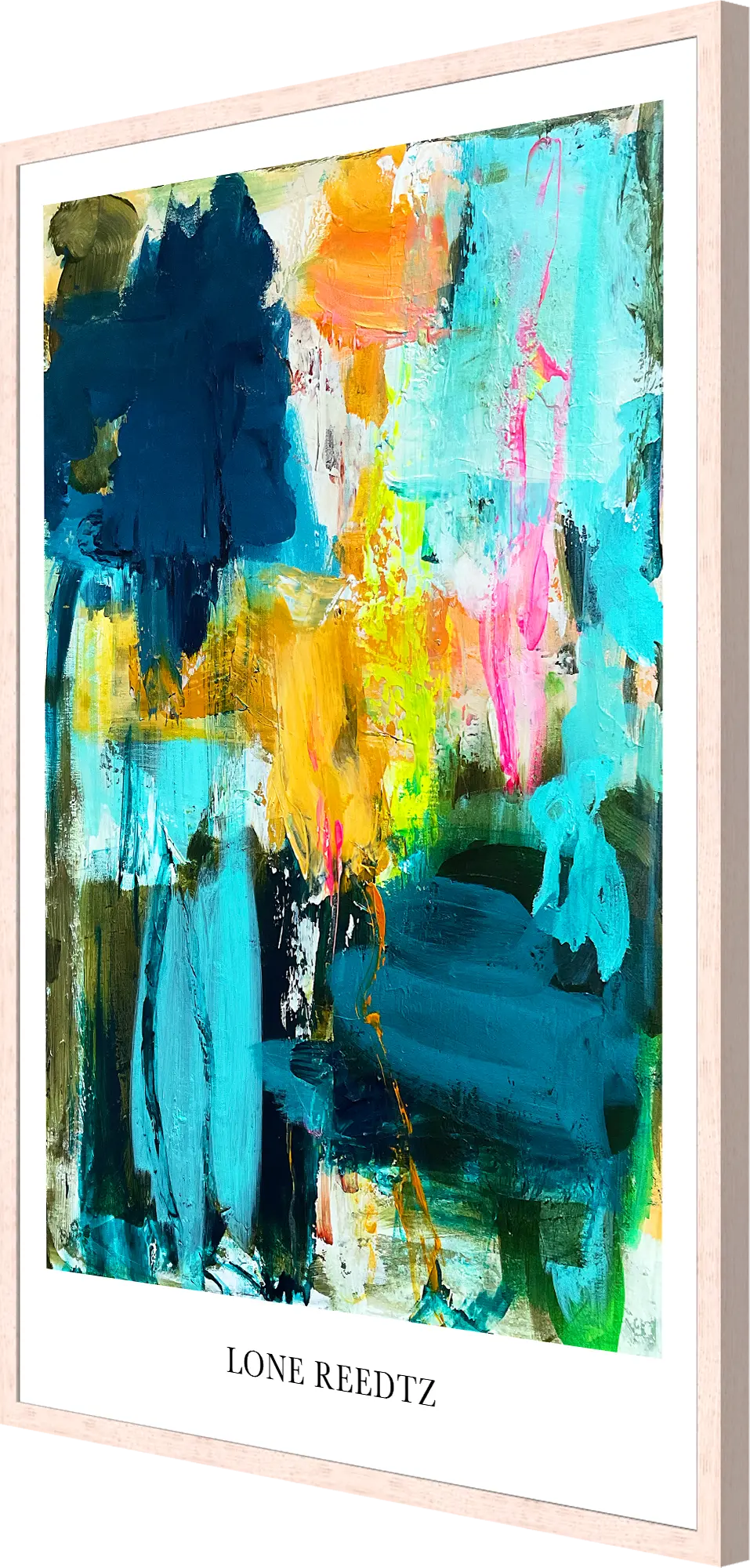 Explore the world – Abstrakt kunsttryk af Lone Reedtz by Lone Reedtz , Abstrakt ekspressiv kunstplakat