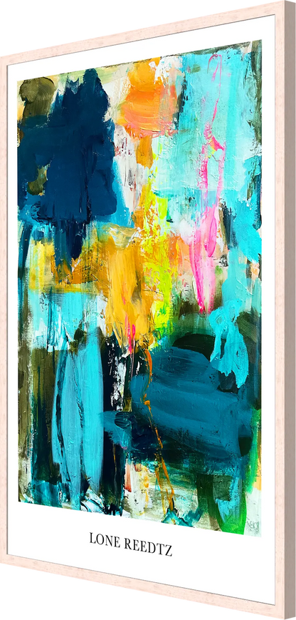 Explore the world – Abstrakt kunsttryk af Lone Reedtz by Lone Reedtz , Abstrakt ekspressiv kunstplakat