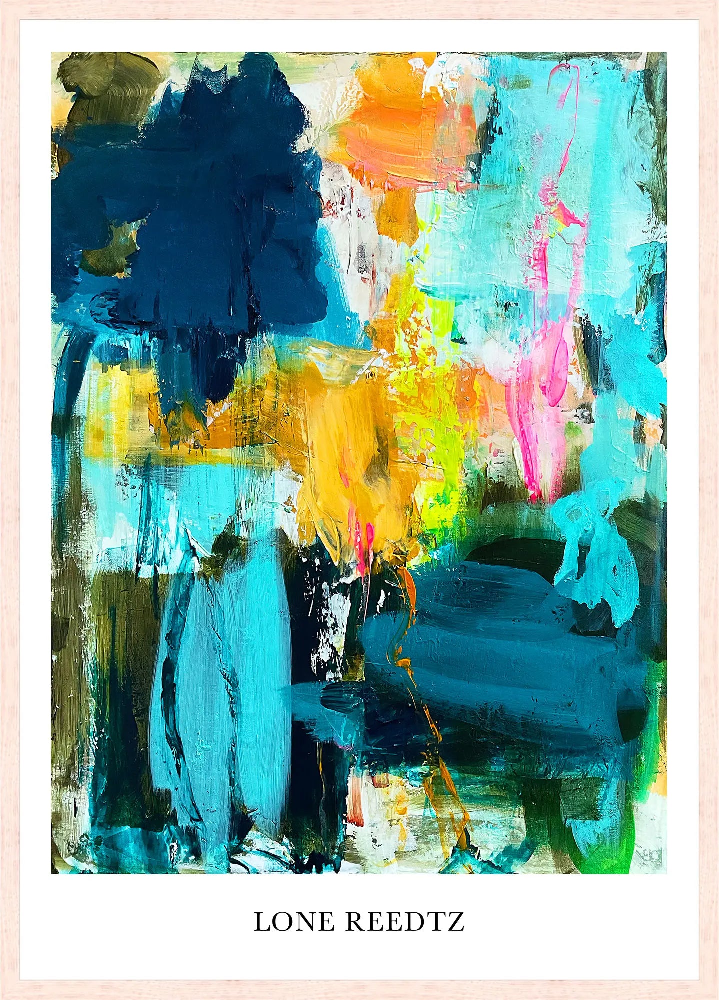 Explore the world – Abstrakt kunsttryk af Lone Reedtz by Lone Reedtz , Abstrakt ekspressiv kunstplakat