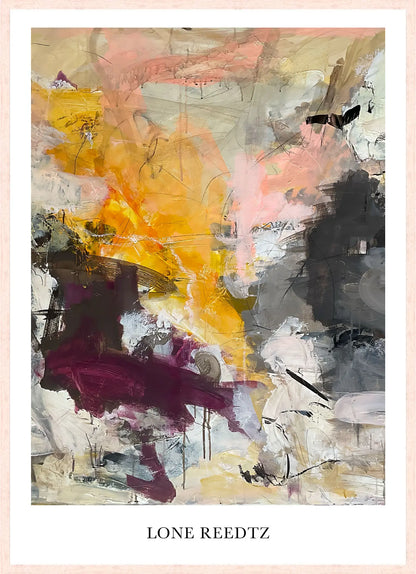 Fall – Abstrakt kunsttryk af Lone Reedtz by Lone Reedtz , Abstrakt ekspressiv kunstplakat 70 x 50 cm Kunsttryk + Ramme