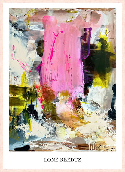 Family – Abstrakt kunsttryk af Lone Reedtz by Lone Reedtz , Abstrakt ekspressiv kunstplakat 70 x 50 cm Kunsttryk + Ramme