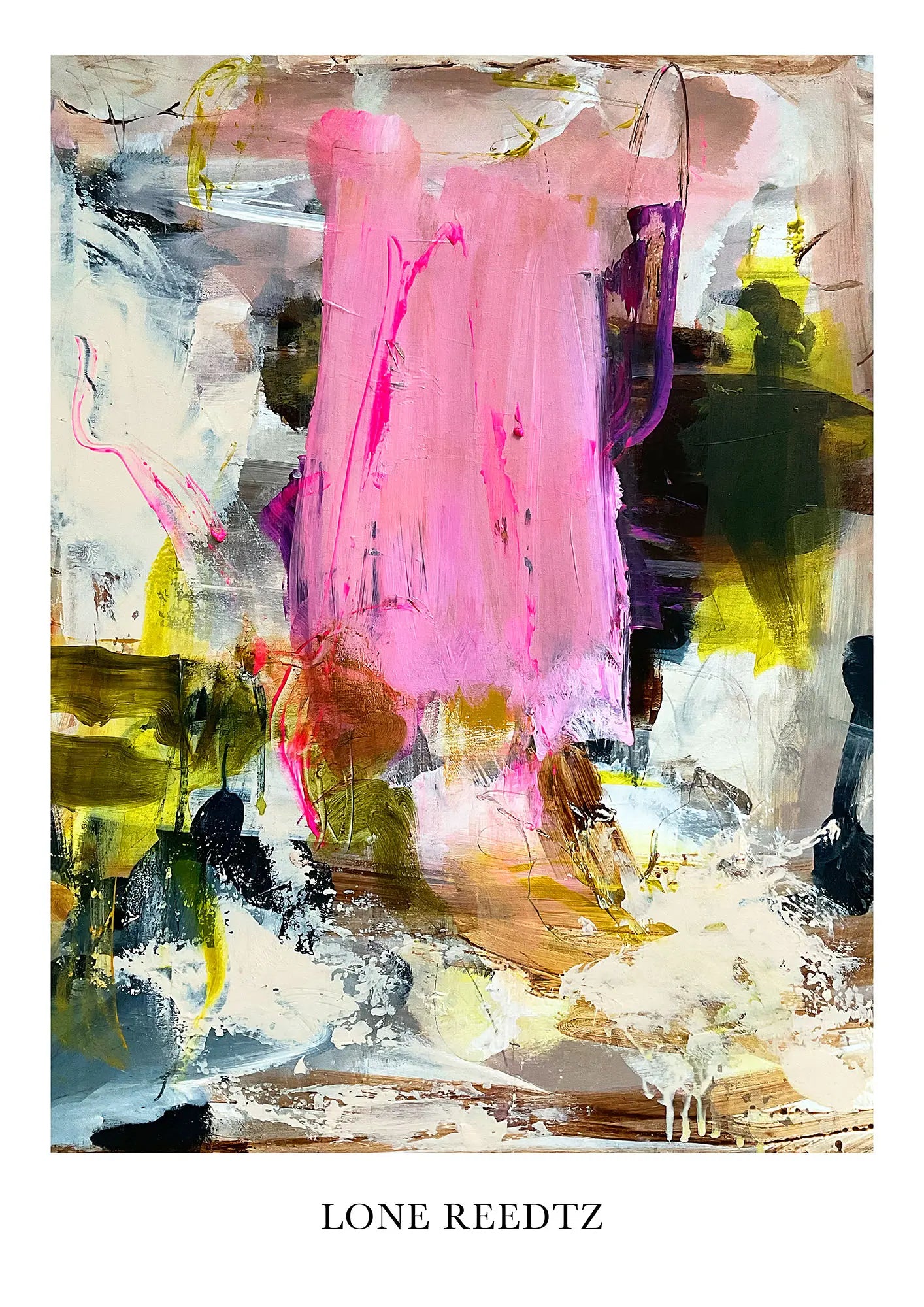 Family – Abstrakt kunsttryk af Lone Reedtz by Lone Reedtz , Abstrakt ekspressiv kunstplakat Kunsttryk