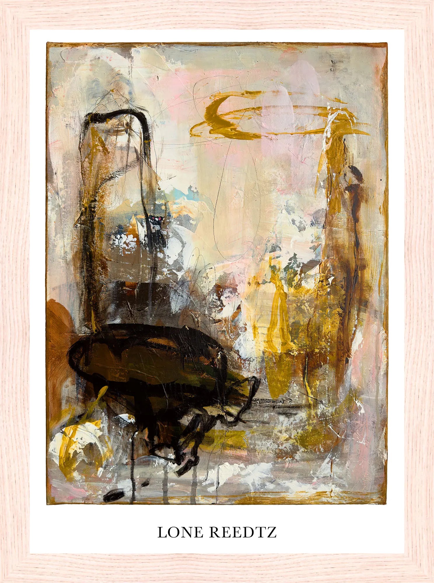 Fellowship – Abstrakt kunsttryk af Lone Reedtz by Lone Reedtz , Abstrakt ekspressiv kunstplakat 21 x 15 cm (A5) Kunsttryk + Ramme