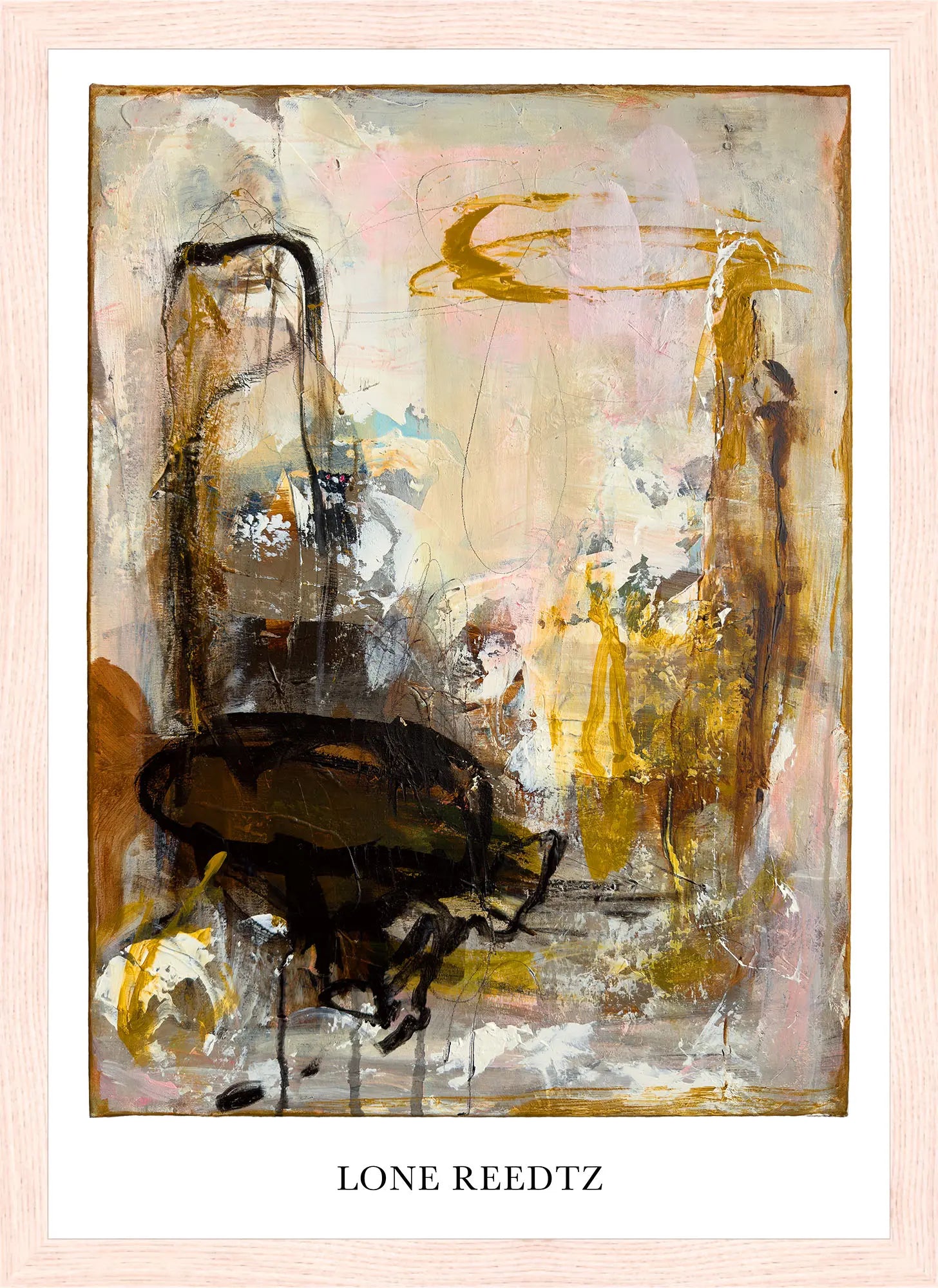 Fellowship – Abstrakt kunsttryk af Lone Reedtz by Lone Reedtz , Abstrakt ekspressiv kunstplakat 30 x 21 cm (A4) Kunsttryk + Ramme