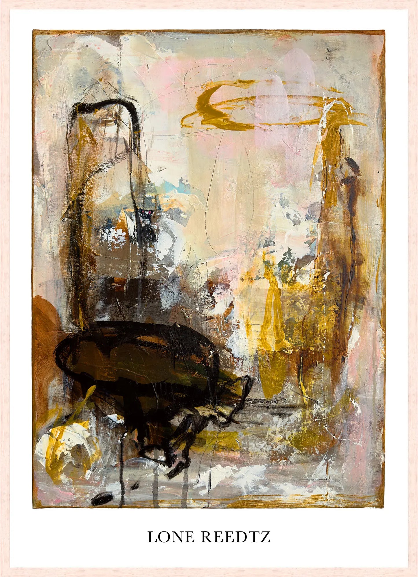 Fellowship – Abstrakt kunsttryk af Lone Reedtz by Lone Reedtz , Abstrakt ekspressiv kunstplakat 70 x 50 cm Kunsttryk + Ramme