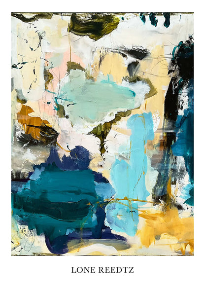 Flow – Abstrakt kunsttryk af Lone Reedtz by Lone Reedtz , Abstrakt ekspressiv kunstplakat Kunsttryk