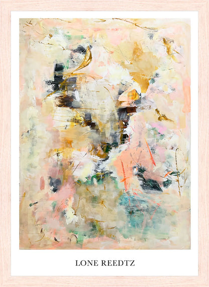 Happiness – Abstrakt kunsttryk af Lone Reedtz by Lone Reedtz , Abstrakt ekspressiv kunstplakat 30 x 21 cm (A4) Kunsttryk + Ramme