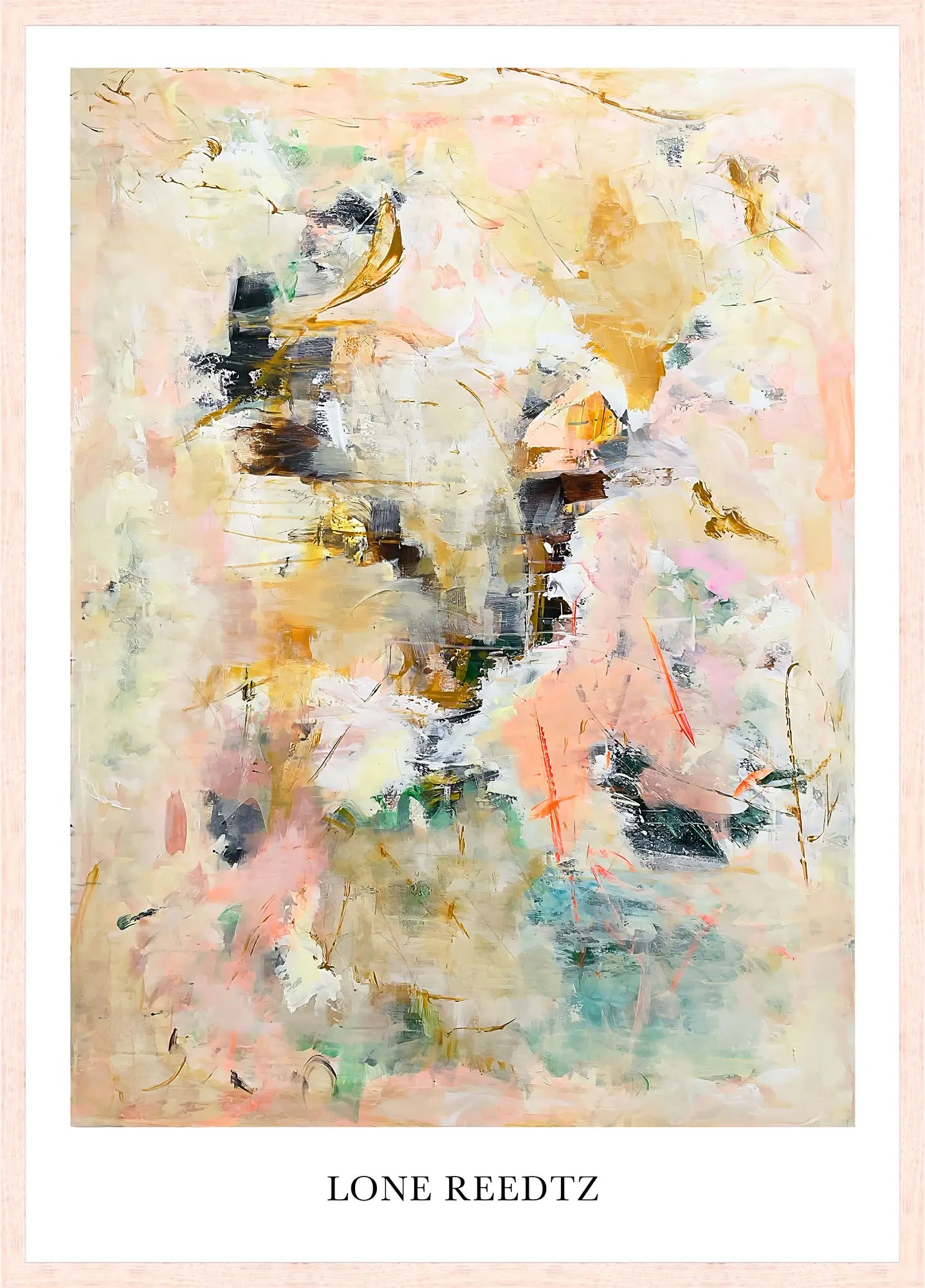 Happiness – Abstrakt kunsttryk af Lone Reedtz by Lone Reedtz , Abstrakt ekspressiv kunstplakat