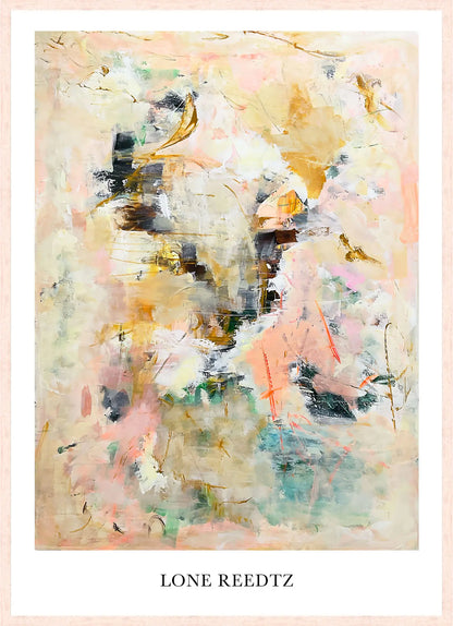 Happiness – Abstrakt kunsttryk af Lone Reedtz by Lone Reedtz , Abstrakt ekspressiv kunstplakat 70 x 50 cm Kunsttryk + Ramme