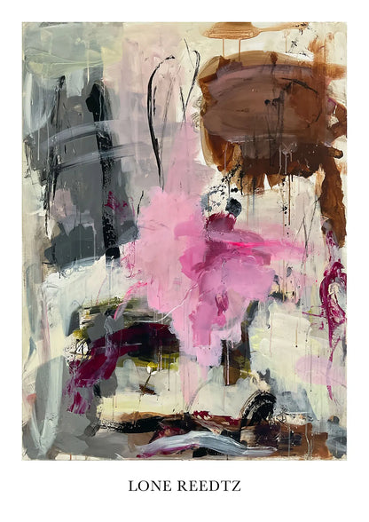 Happy Heart – Abstrakt kunsttryk af Lone Reedtz by Lone Reedtz , Abstrakt ekspressiv kunstplakat Kunsttryk