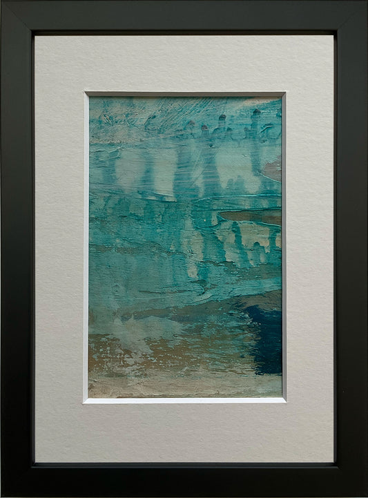 Abstrakt maleri på lærred i passepartout, 21x15 cm, "Nr. 41", med valgfri indramning by Lone Reedtz , Abstrakt ekspressivt akrylmaleri på lærred i passepartout Med sort træramme