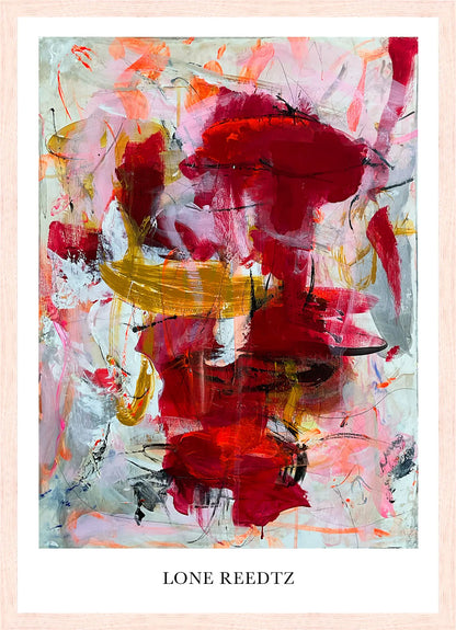 Laid back – Abstrakt kunsttryk af Lone Reedtz by Lone Reedtz , Abstrakt ekspressiv kunstplakat 42 x 30 cm (A3) Kunsttryk + Ramme