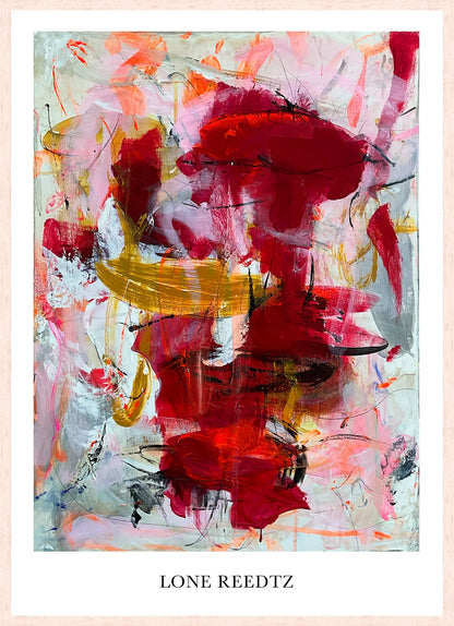 Laid back – Abstrakt kunsttryk af Lone Reedtz by Lone Reedtz , Abstrakt ekspressiv kunstplakat 70 x 50 cm Kunsttryk + Ramme