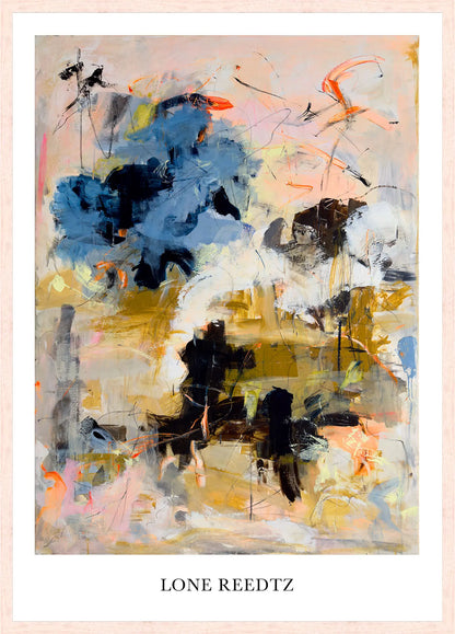 Lights - Abstrakt kunsttryk af Lone Reedtz by Lone Reedtz , Abstrakt ekspressiv kunstplakat