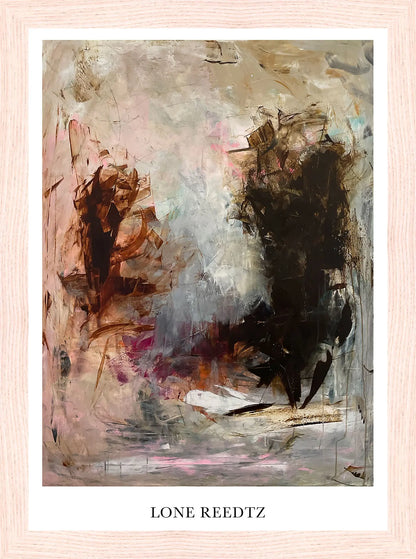 Live and dance – Abstrakt kunsttryk af Lone Reedtz by Lone Reedtz , Abstrakt ekspressiv kunstplakat 21 x 15 cm (A5) Kunsttryk + Ramme