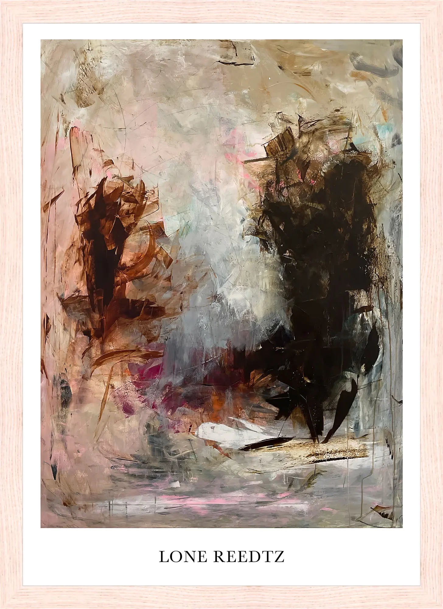 Live and dance – Abstrakt kunsttryk af Lone Reedtz by Lone Reedtz , Abstrakt ekspressiv kunstplakat 30 x 21 cm (A4) Kunsttryk + Ramme