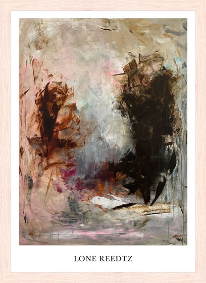 Live and dance – Abstrakt kunsttryk af Lone Reedtz by Lone Reedtz , Abstrakt ekspressiv kunstplakat 30 x 21 cm (A4) Kunsttryk + Ramme